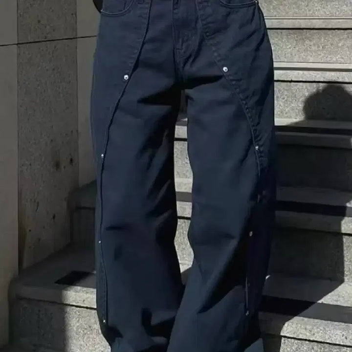 [BUNJANG] Navy Wide Denim Pants / 네이비 와이드 데님 팬츠
