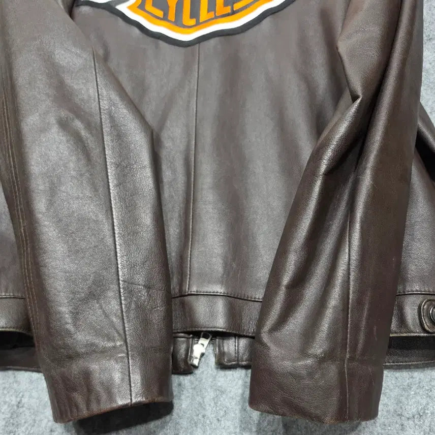 [BUNJANG] Songzio Vintage Harley Patch Custom Leather Jacket 110 Brown / 지오 송지오 빈티지 할리 패치 커스텀 양가죽 레더 자켓 110 브라운