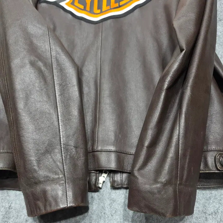 [BUNJANG] Songzio Vintage Harley Patch Custom Leather Jacket 110 Brown / 지오 송지오 빈티지 할리 패치 커스텀 양가죽 레더 자켓 110 브라운