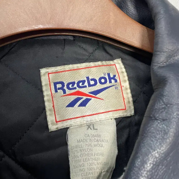 [BUNJANG] Reebok 90s Old School Leather Wool Varsity Jacket / 리복 90s 올드스쿨 레더 모직 배색 바시티 자켓 H2246