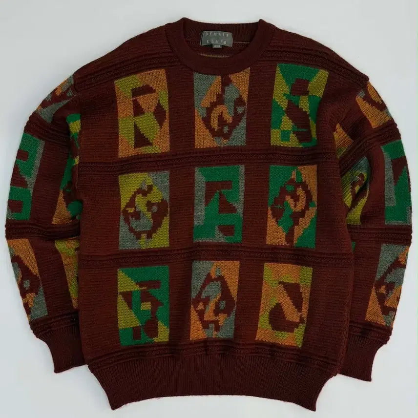 [BUNJANG] Vintage Japanese Jacquard Knit Sweater / [M] Japanese vintage 90s 울 자카드 크루넥 니트 스웨