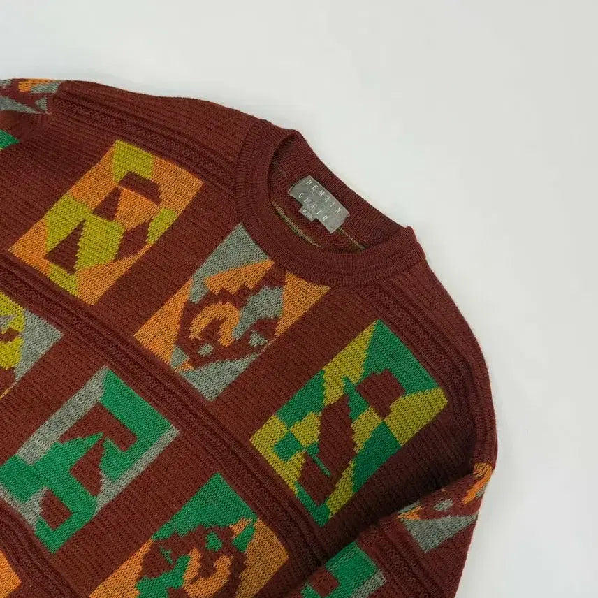 [BUNJANG] Vintage Japanese Jacquard Knit Sweater / [M] Japanese vintage 90s 울 자카드 크루넥 니트 스웨