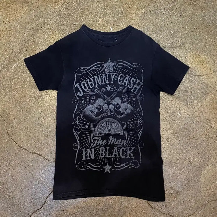 [BUNJANG] Vintage Johnny Cash Printed T-shirt / 미국 빈티지 락 조니캐쉬 프린팅 티 락티셔츠 반팔티