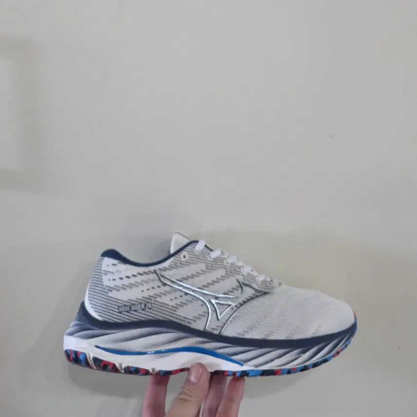 [BUNJANG] Mizuno Wave Rider 26 Carbon Plate Running Shoes / [255] 미즈노w 웨이브라이더26 화이트네이비 카본플레이트ㅡ단종매물