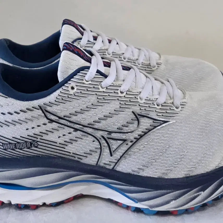 [BUNJANG] Mizuno Wave Rider 26 Carbon Plate Running Shoes / [255] 미즈노w 웨이브라이더26 화이트네이비 카본플레이트ㅡ단종매물
