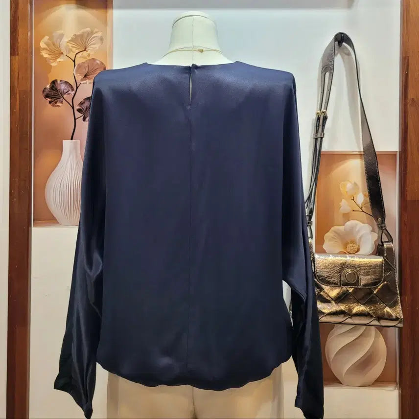 [BUNJANG] ZARA Silky Navy Blouse / 자라 ZARA 실키 네이비 블라우스