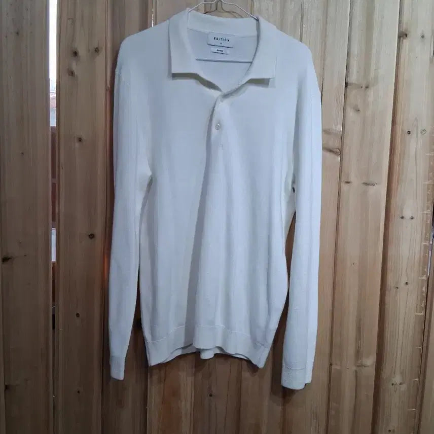 [BUNJANG] Edition Ivory Long Sleeve Polo Knit (105) / 에디션 아이보리 긴팔 폴로 니트(105)