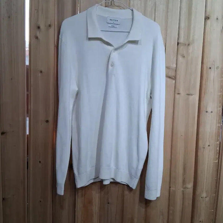 [BUNJANG] Edition Ivory Long Sleeve Polo Knit (105) / 에디션 아이보리 긴팔 폴로 니트(105)