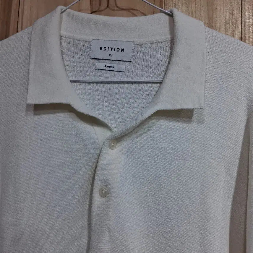 [BUNJANG] Edition Ivory Long Sleeve Polo Knit (105) / 에디션 아이보리 긴팔 폴로 니트(105)