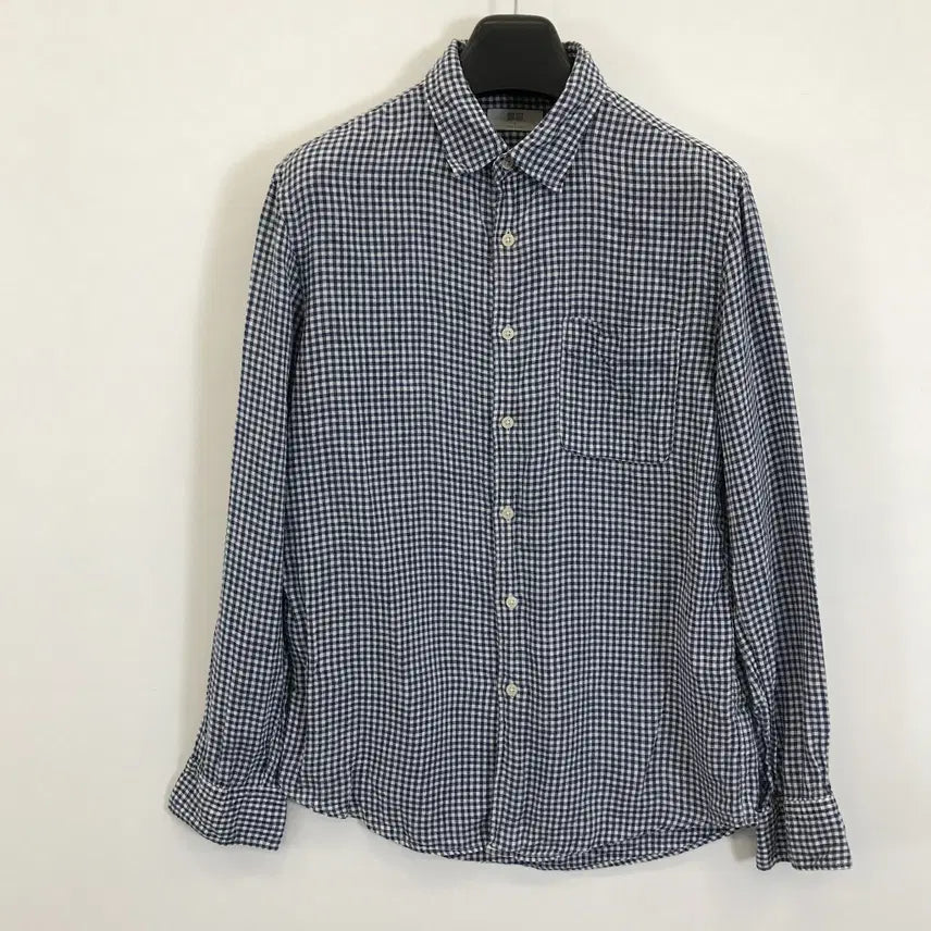 [BUNJANG] Uniqlo Linen Check Shirt / 유니클로 체크 린넨셔츠 블루화이트 [L]