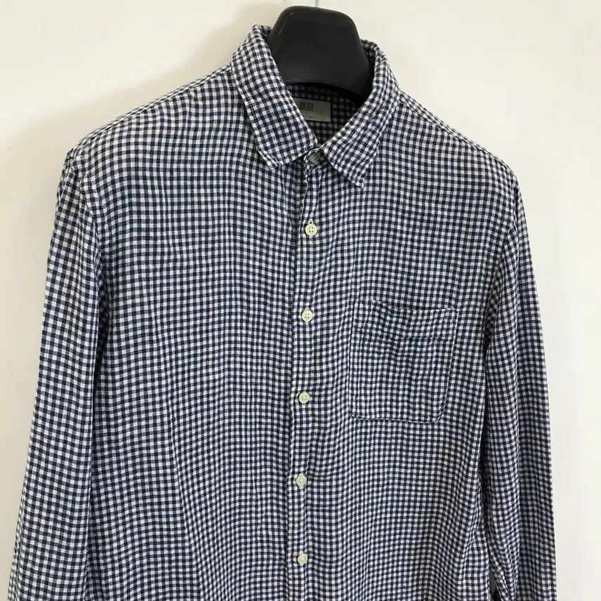 [BUNJANG] Uniqlo Linen Check Shirt / 유니클로 체크 린넨셔츠 블루화이트 [L]
