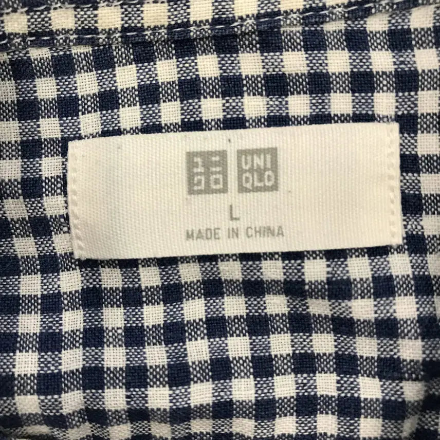 [BUNJANG] Uniqlo Linen Check Shirt / 유니클로 체크 린넨셔츠 블루화이트 [L]