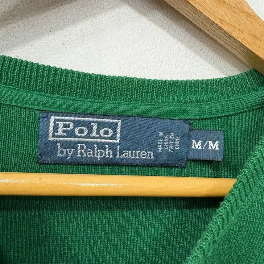 [BUNJANG] Polo Ralph Lauren Green V-Neck Knit Sweater / 폴로 랄프로렌 그린 브이넥 니트