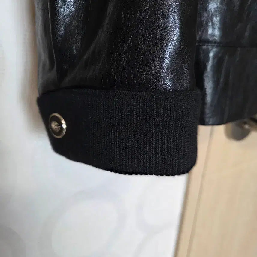 [BUNJANG] Black Leather Cardigan Jacket / 블랙 레더 가디건 자켓