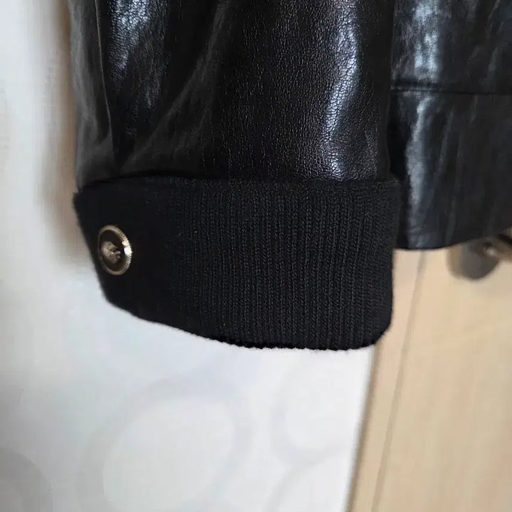 [BUNJANG] Black Leather Cardigan Jacket / 블랙 레더 가디건 자켓