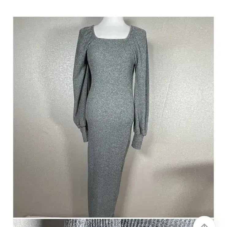 [BUNJANG] Square Neck Puff Shirred Knit Dress / [무배] *새상품* 스퀘어넥 퍼프 셔링 니트 원피스