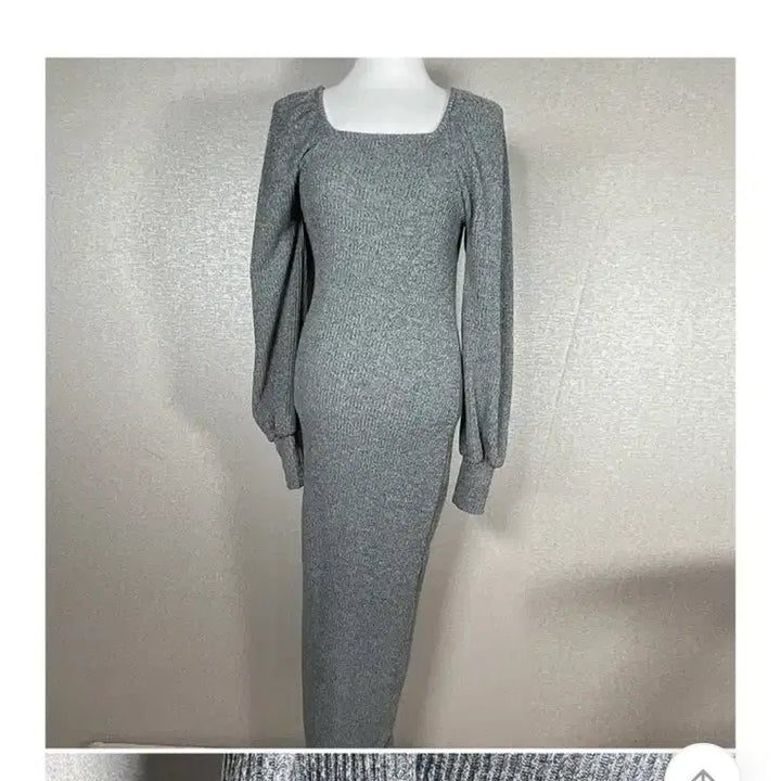 [BUNJANG] Square Neck Puff Shirred Knit Dress / [무배] *새상품* 스퀘어넥 퍼프 셔링 니트 원피스