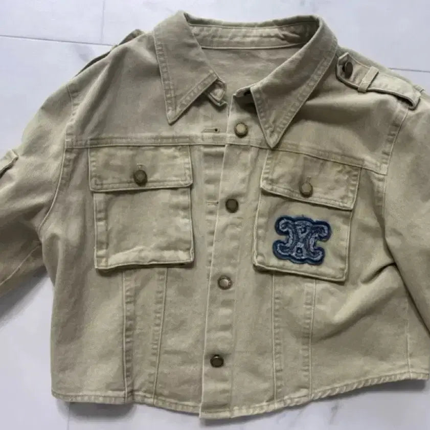 [BUNJANG] Beige Denim Crop Jacket / 베이지 크롭 자켓