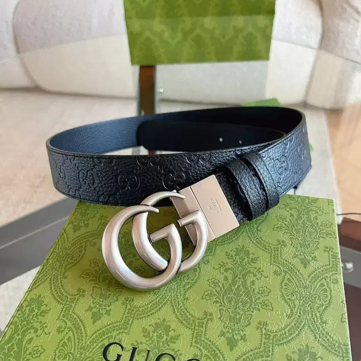 [BUNJANG] Gucci Double G Buckle Belt (95, 3.7cm) / 구찌 남성 벨트 더블 G 로고 버클사이즈 95 폭 3.7cm