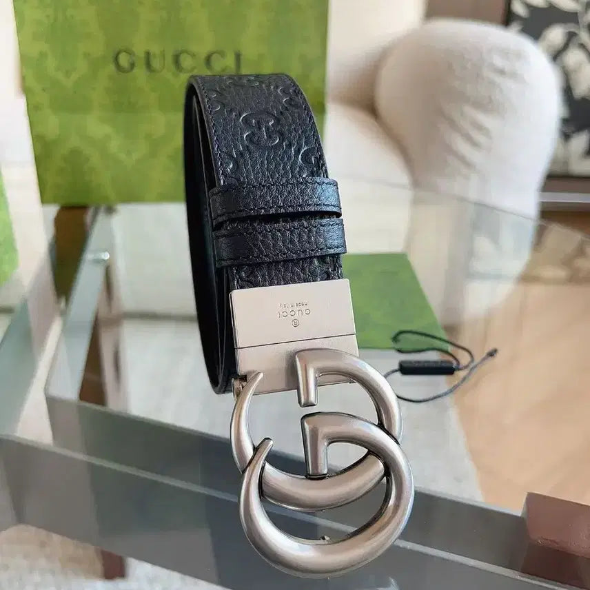 [BUNJANG] Gucci Double G Buckle Belt (95, 3.7cm) / 구찌 남성 벨트 더블 G 로고 버클사이즈 95 폭 3.7cm