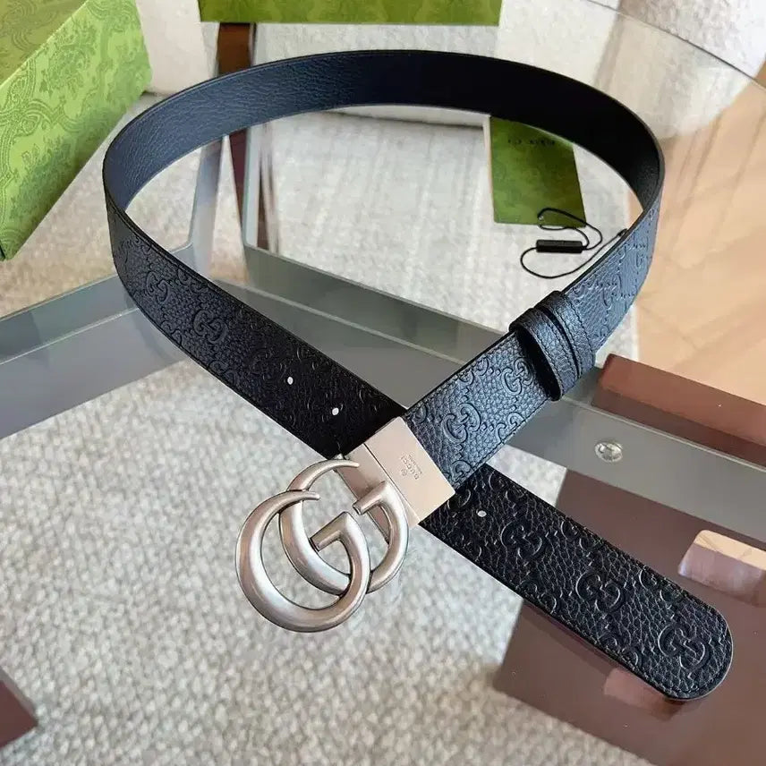 [BUNJANG] Gucci Double G Buckle Belt (95, 3.7cm) / 구찌 남성 벨트 더블 G 로고 버클사이즈 95 폭 3.7cm