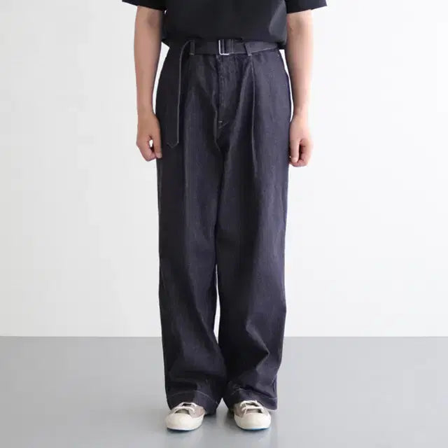 [BUNJANG] Graphpaper Colorfast Denim Belted Pants / 그라프페이퍼 컬러패스트 데님팬츠