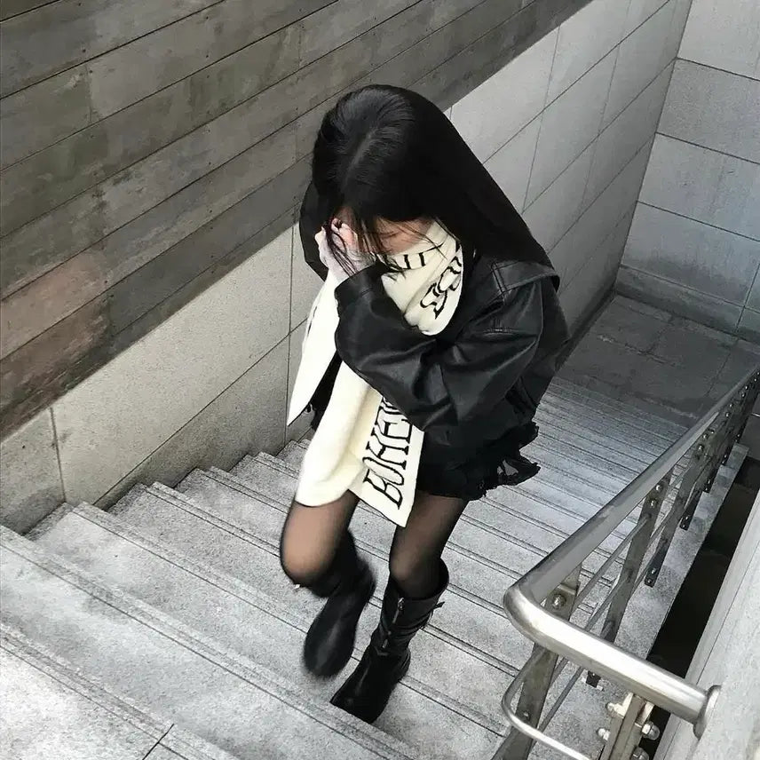[BUNJANG] Bohemian Seoul Jacquard Knit Muffler Black &amp; Ivory / 보헤미안 서울 JACQUARD KINT MUFFLER BLACK&amp;IVOR