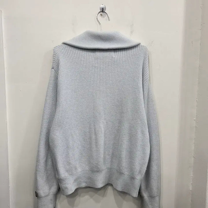 [BUNJANG] Sae-teo Small Logo Angora Half-Zip Knit / 새터 스몰로고 하이넥 카라 앙고라 반집업 니트