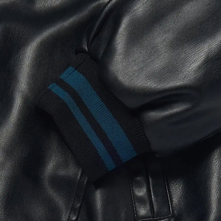 [BUNJANG] WKNDRS Smurfs Graphic Leather Jacket (M) / 위캔더스 스머프 그래픽 레더 자켓 M
