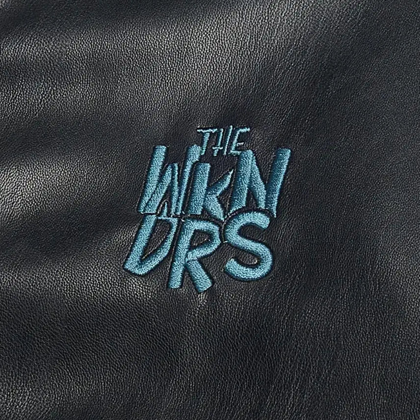 [BUNJANG] WKNDRS Smurfs Graphic Leather Jacket (M) / 위캔더스 스머프 그래픽 레더 자켓 M