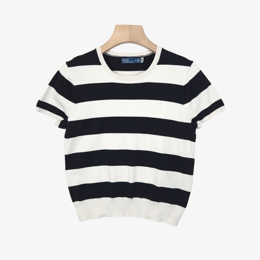 [SOLD OUT] [66] 폴로 랄프로렌 화이트 블랙 반팔 코튼 니트
