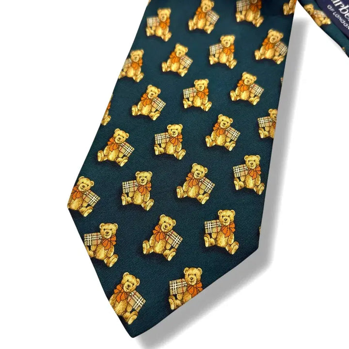[BUNJANG] Burberrys Bear Silk Necktie / 90s Burberrys 올드 버버리 베어 빈티지 실크 넥타이 (새상품)