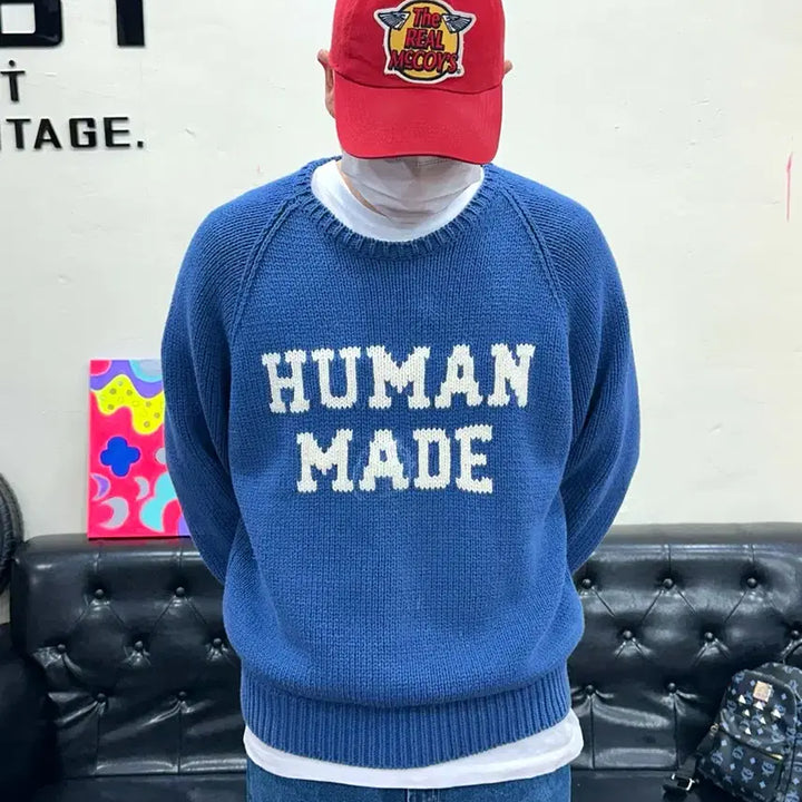 [BUNJANG] Human Made Rabbit Raglan Knit Sweater Blue XL / 휴먼 메이드 래빗 래글런 니트 스웨터 블루 XL