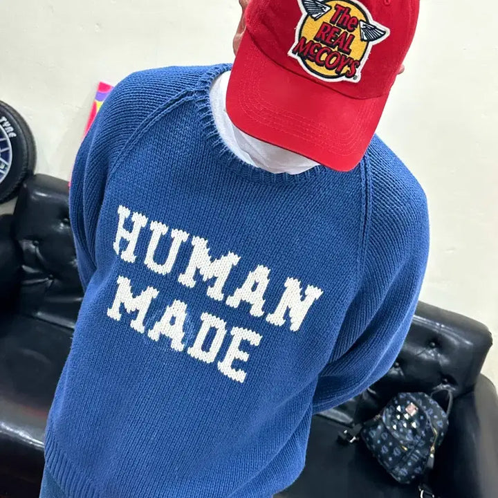 [BUNJANG] Human Made Rabbit Raglan Knit Sweater Blue XL / 휴먼 메이드 래빗 래글런 니트 스웨터 블루 XL