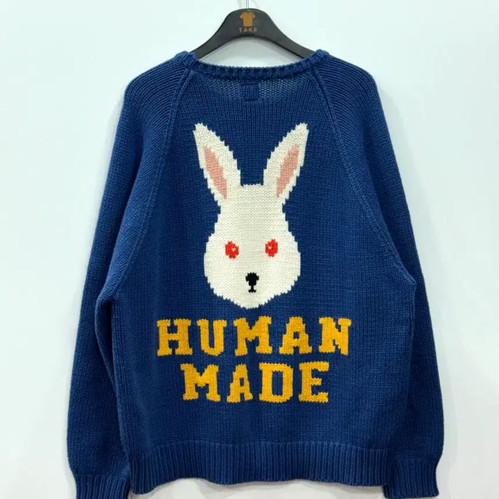 [BUNJANG] Human Made Rabbit Raglan Knit Sweater Blue XL / 휴먼 메이드 래빗 래글런 니트 스웨터 블루 XL