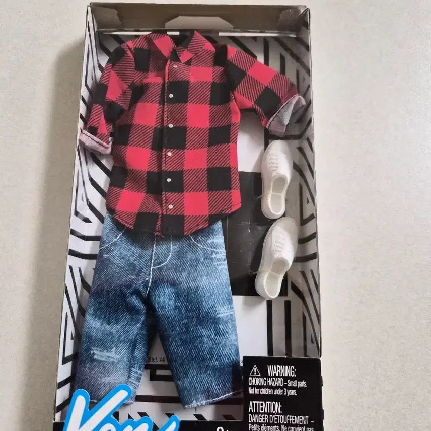 [BUNJANG] Barbie Ken Fashion Pack Red Check Shirt &amp; Jeans Set / 단순개봉] 바비 켄 인형 옷 패션팩 - 레드 체크 셔츠 &amp; 청바지 세트