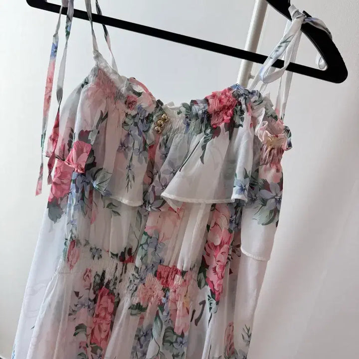 [BUNJANG] Flower Chiffon Dress / 플라워 쉬폰 원피스