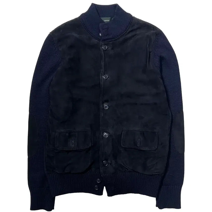 [BUNJANG] Zanone Suede Knit Cardigan Navy / 자노네 스웨이드 니트 가디건 네이비