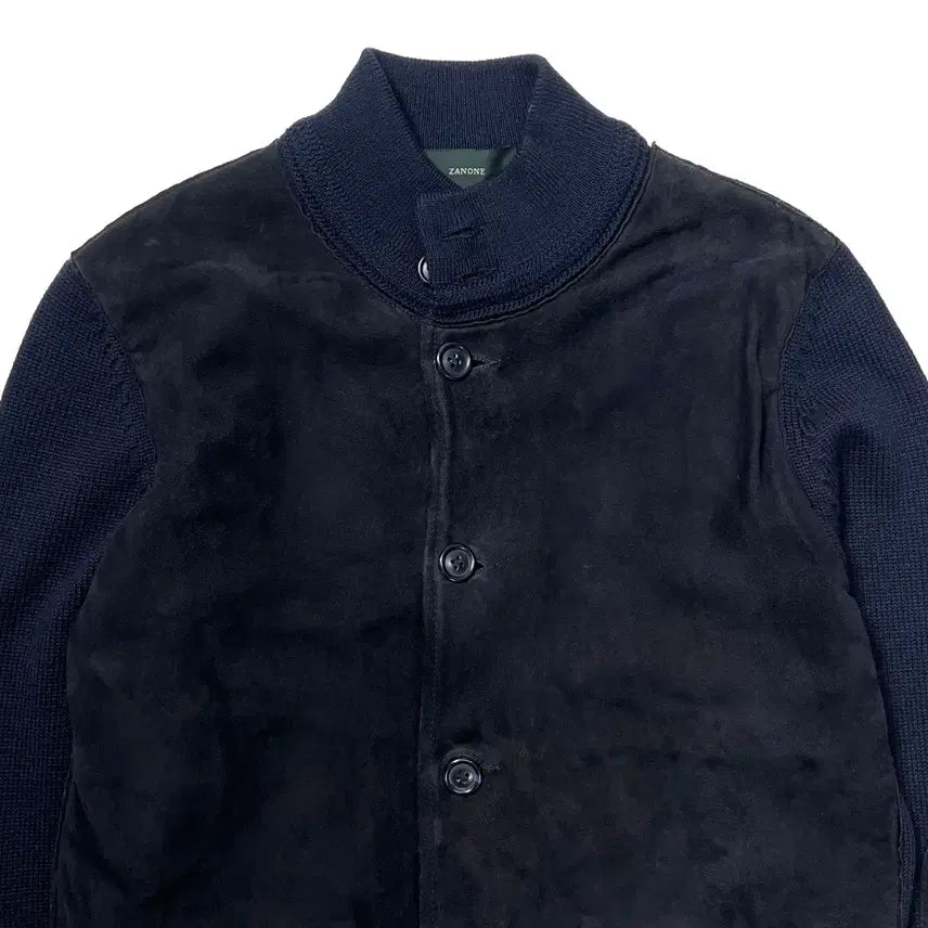 [BUNJANG] Zanone Suede Knit Cardigan Navy / 자노네 스웨이드 니트 가디건 네이비
