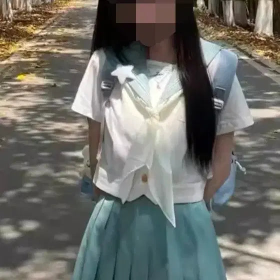[BUNJANG] Sky Blue Sailor Mini Skirt Set / 하늘색 세일러복 미니스커트