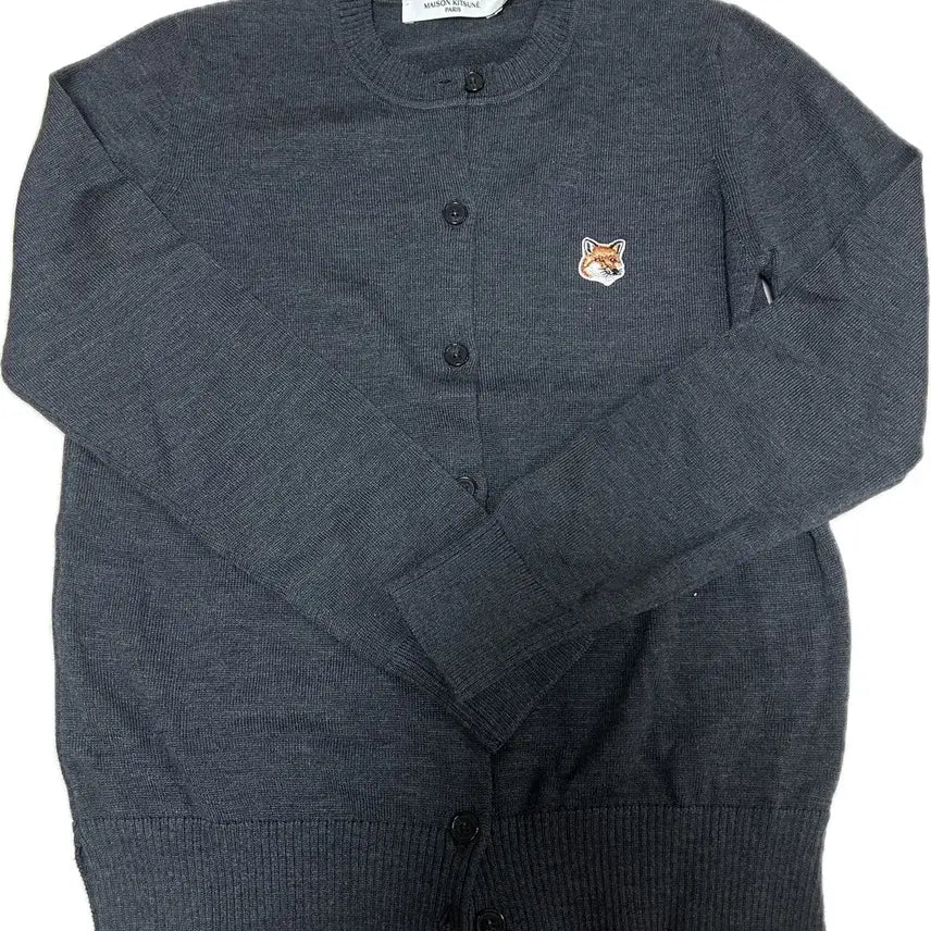 [BUNJANG] Maison Kitsune Fox Head Wool Cardigan Charcoal S / 메종키츠네 폭스헤드 울가디건 차콜 S