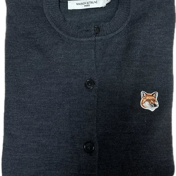 [BUNJANG] Maison Kitsune Fox Head Wool Cardigan Charcoal S / 메종키츠네 폭스헤드 울가디건 차콜 S