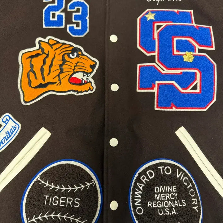 [BUNJANG] Supreme Tiger Varsity Jacket Brown / (L) 슈프림 타이거 바시티 자켓 브라운