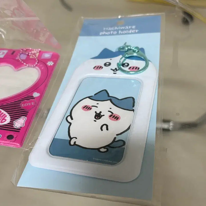 [BUNJANG] Munjakgwi Chiikawa Hachiware Photocard Holder &amp; Pink Keyring / 새상품) 먼작귀 치이카와 하치와레 포카홀더키링 + 핑크 키링