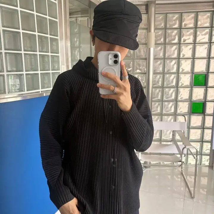 [BUNJANG] ISSEY MIYAKE Monthly Color Cloth Hooded Button Jacket Black Size 2 / ISSEY MIYAKE 이세이 미야케 후드 버튼 자켓
