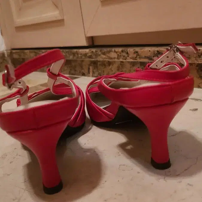 [BUNJANG] reddot Pumps Heel Strap Sandals Red / reddot. 펌프스 힐 스트랩 샌들 레드