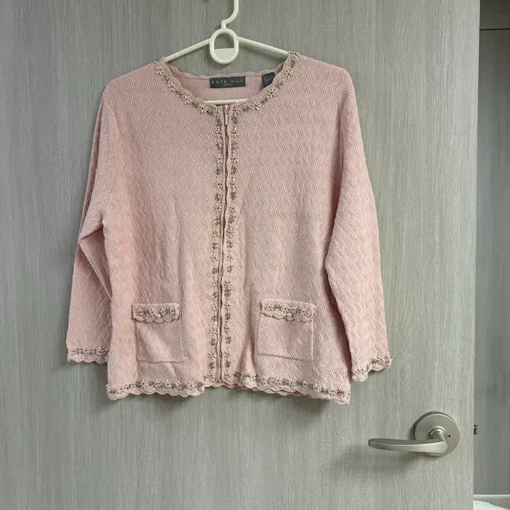 [BUNJANG] Pink Knit Zip-Up Jacket / 핑크 니트 자켓 집업
