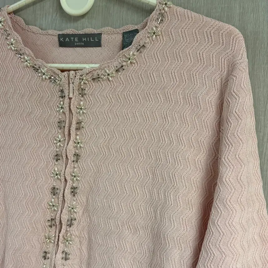 [BUNJANG] Pink Knit Zip-Up Jacket / 핑크 니트 자켓 집업