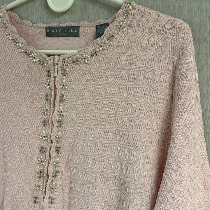 [BUNJANG] Pink Knit Zip-Up Jacket / 핑크 니트 자켓 집업