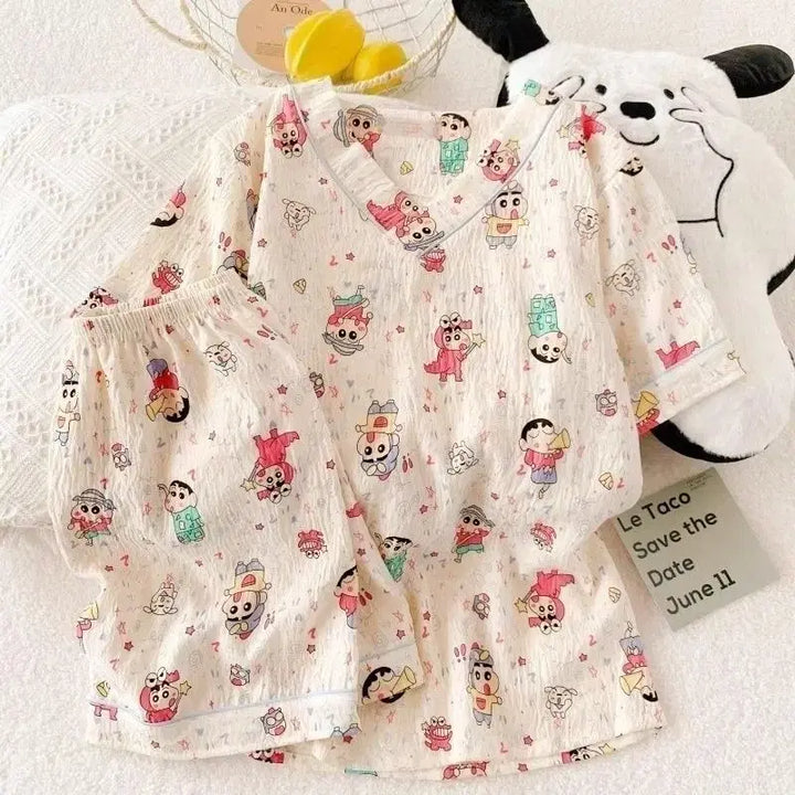 [BUNJANG] Crayon Shin-chan Summer Pajama Set (Short Sleeve + Shorts) XL / 짱구 여름 잠옷 (반팔+반바지) XL